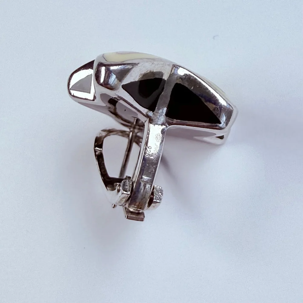 Alan K RockStar Enamel Puffy Designer Sterling Silver Star 925 Earrings Italy - Picture 6 of 11